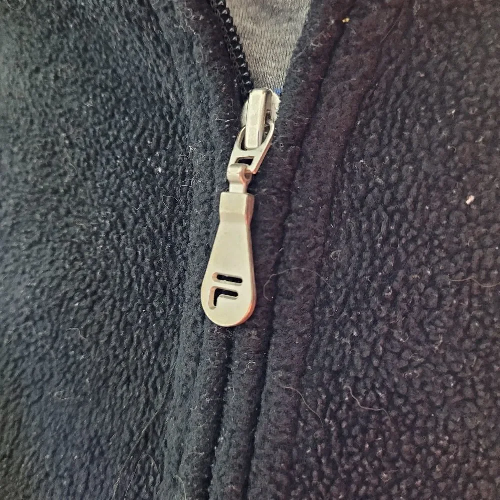 VINTAGE 90s fleece FILA black‎ and red color block quarter zip jacket unisex XL